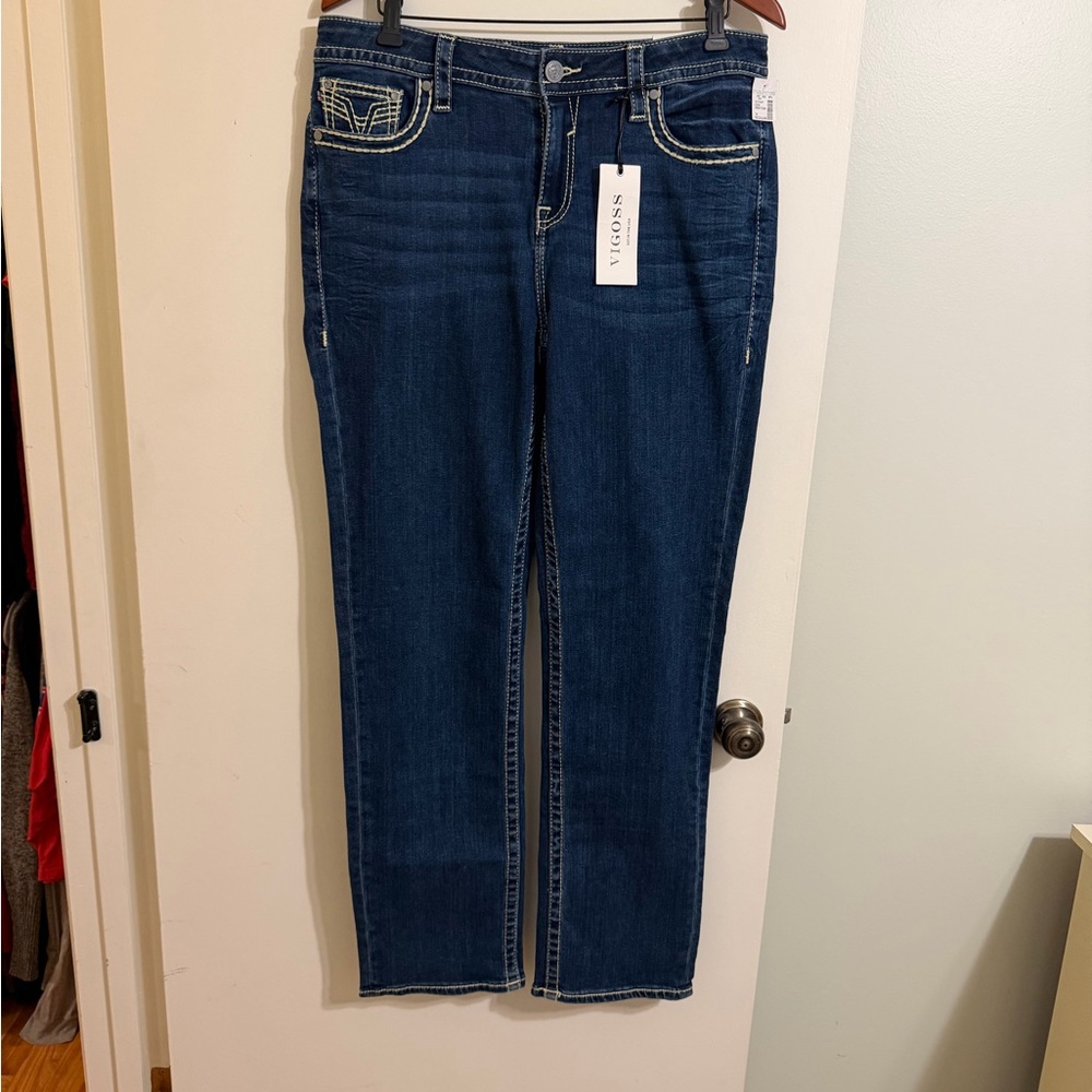 Vigoss NWT Women's Dark Blue Straight Leg Jeans size 14 Reg